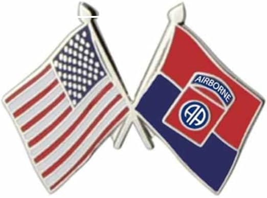 U.S. ARMY 82nd Airborne Division Combat Badge Crossed Flags Lapel Pin - American Flag Enamel Pin Backpack Tie Shirt Trading Button Pinback