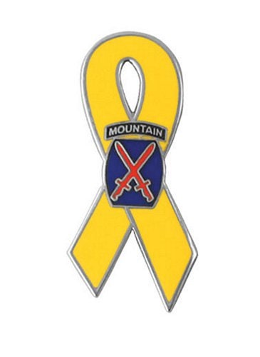 ARMY 10th Mountain Division Yellow Ribbon Lapel Pin - 1.25 Inch - US Army Enamel Pin Backpack Tie Shirt Trading Button Pinback Craft Supply