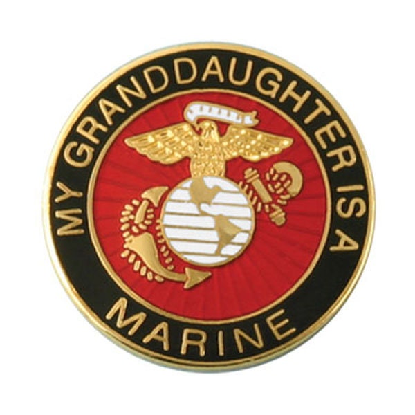 My Granddaughter Is A MARINE Lapel Pin - 1 Inch - United States Marine Corps USMC Enamel Pin Shirt Trading Button Pinback Craft Supply