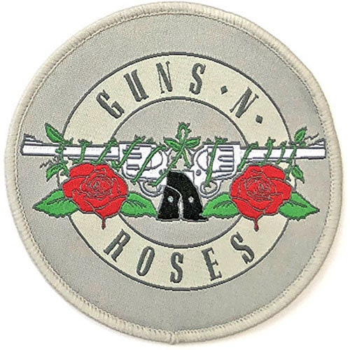 GUNS N' ROSES Silver Circle Logo Patch - 3.5 Inch - Rock Band Embroidered Patch Applique Craft Supply - Officially Licensed