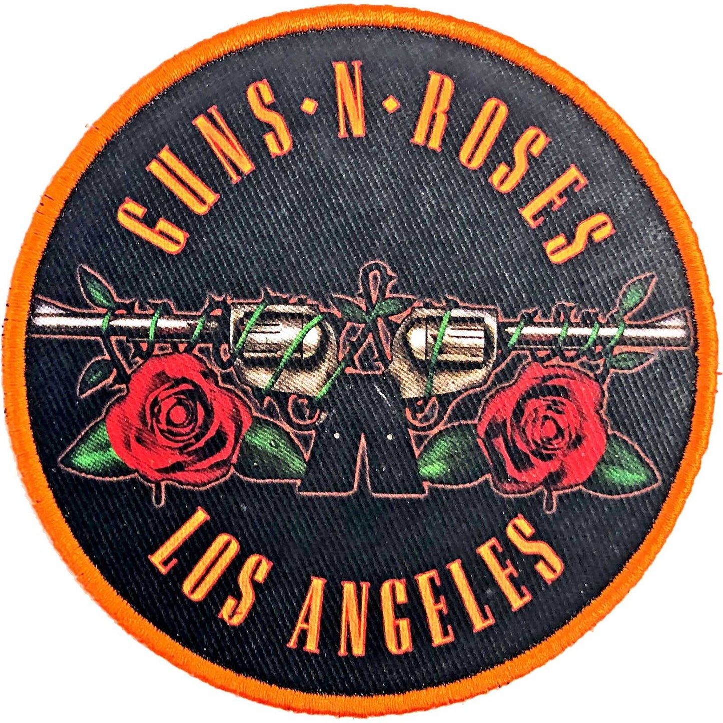 GUNS N' ROSES Los Angeles Orange Round Patch - 3.5 Inch - Rock Band Embroidered Patch Applique Craft Supply - Officially Licensed
