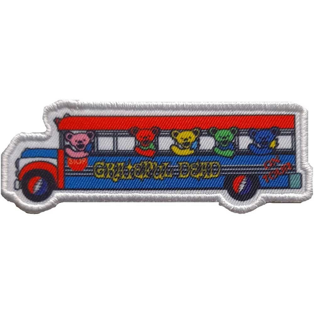 GRATEFUL DEAD Bears on Bus Patch - 6x2 Inch - Garcia Dancing Bears Riding Bus Embroidered Patch Applique Craft Supply - Officially Licensed