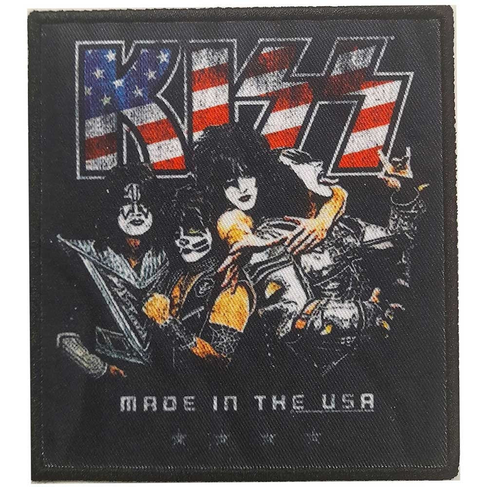 KISS Made In The USA Patch - 3x3 Inch - KISS Rock Band On Tour Embroidered Patch Applique Craft Supply - Officially Licensed