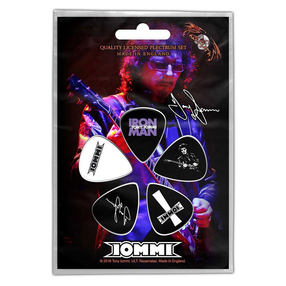 TONY IOMMI Guitar Pick 5 Piece Set - Tony Lommi Heavy Metal Band Black Sabbath - Plectrum Set Craft Supply - Officially Licensed