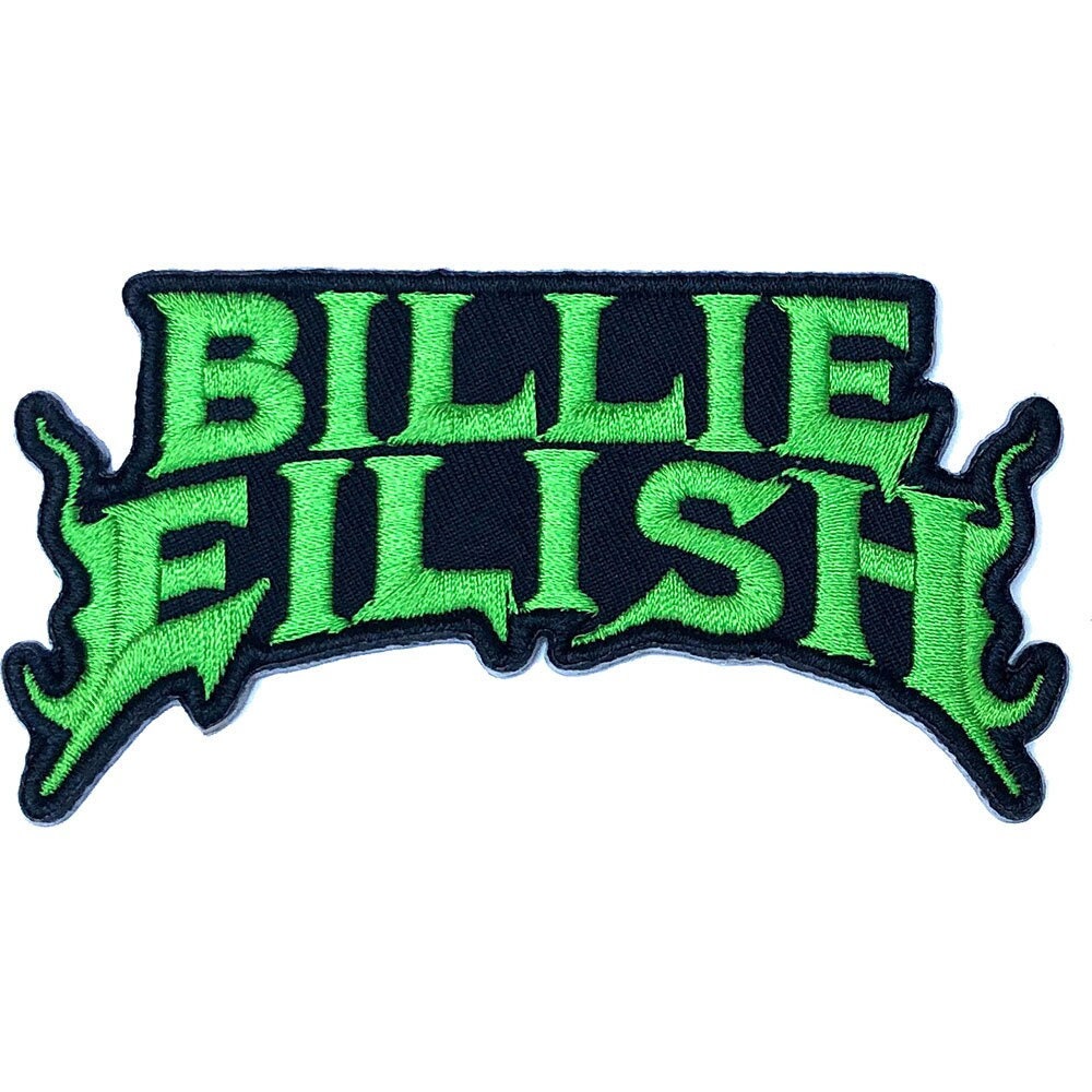 BILLIE EILISH Flame Green Logo Patch - 4x2 Inch - Billie Eilish Singer Flame Green Embroidered Patch Applique - Officially Licensed