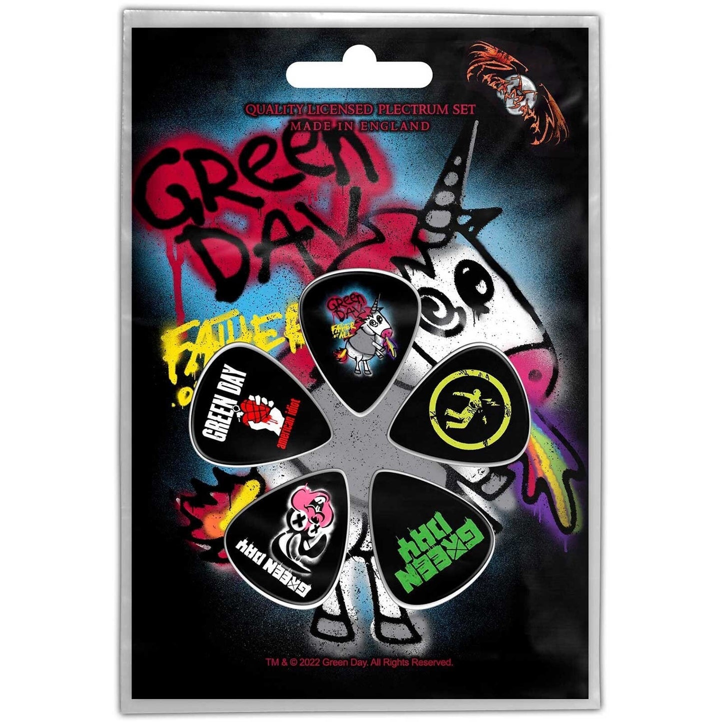 GREEN DAY Guitar Pick 5 Piece Set - Green Day Father of All Rock Band - Plectrum Set Craft Supply - Officially Licensed