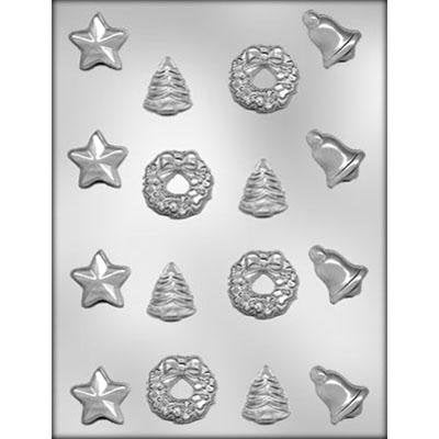 Star, Bell, Wreath, Tree Chocolate Candy Mold -- Christmas Bells Wreath Craft Supply