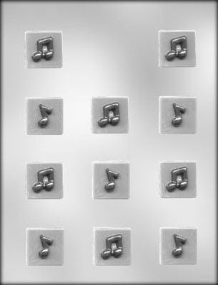 Music Notes on Squares Chocolate Candy Mold -- Musical Band Instruments Craft Supply