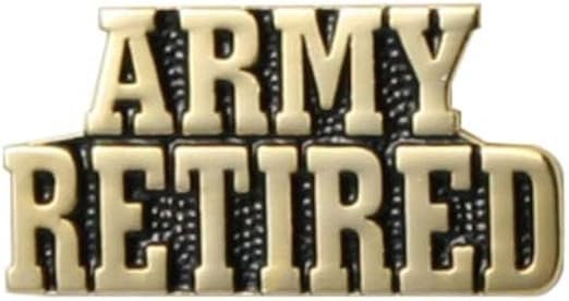 ARMY RETIRED Text Lapel Pin - 1 Inch - United States Army Enamel Pin for Backpack Tie Shirt Trading Button Pinback Craft Supply