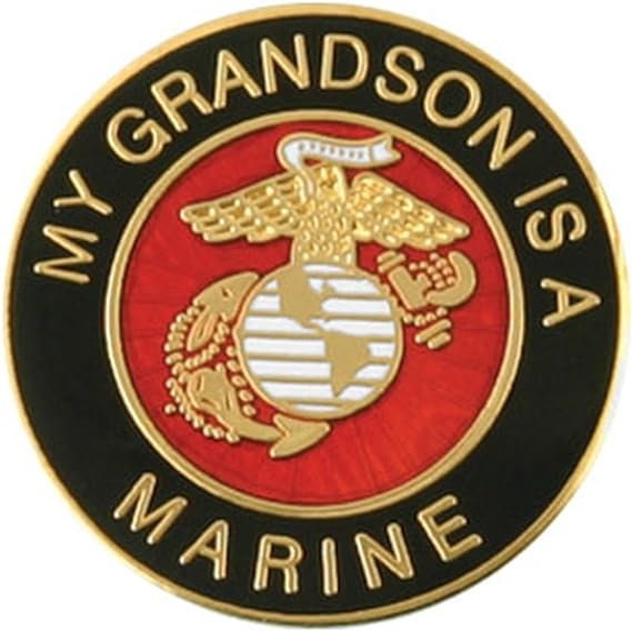 My Grandson Is A MARINE Lapel Pin - 1 Inch - United States Marine Corps USMC Enamel Pin Backpack Shirt Trading Button Pinback Craft Supply