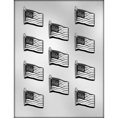 AMERICAN FLAGS Chocolate Candy Mold -- Bite Size Flags Pieces July 4th Patriotic Craft Supply